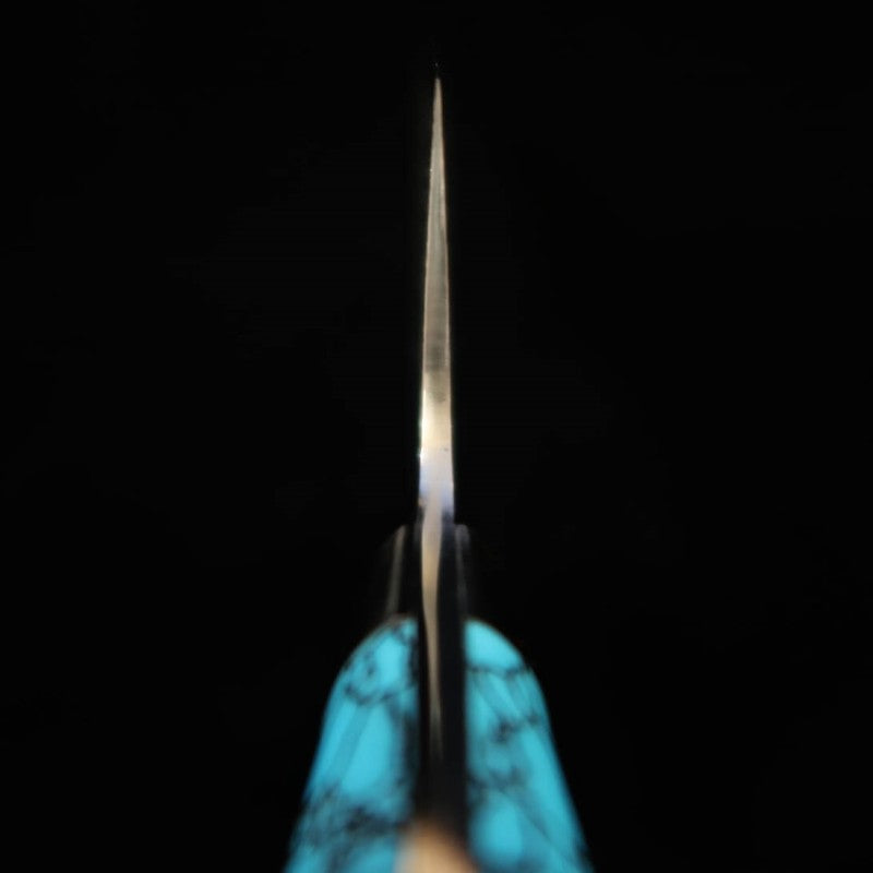 SAJI TAKESHI Santoku R2 Diamond Finish Blue Turquoise (180mm)