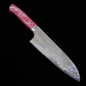 Santoku Takeshi Saji R2 Acabamento diamante Vermelho e Branco Turquesa (180mm)