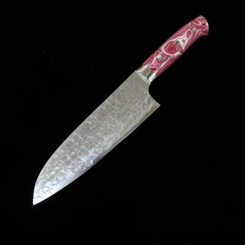 佐治武士 SAJI TAKESHI R2 ダイヤモンドフィニッシュ 三徳 レッド＆ホワイト ターコイズ (180mm)