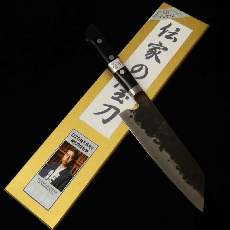 藤原照康 TERUYASU FUJIWARA 伝家の宝刀 指切り付 青紙スーパー 三徳 (165/180mm)