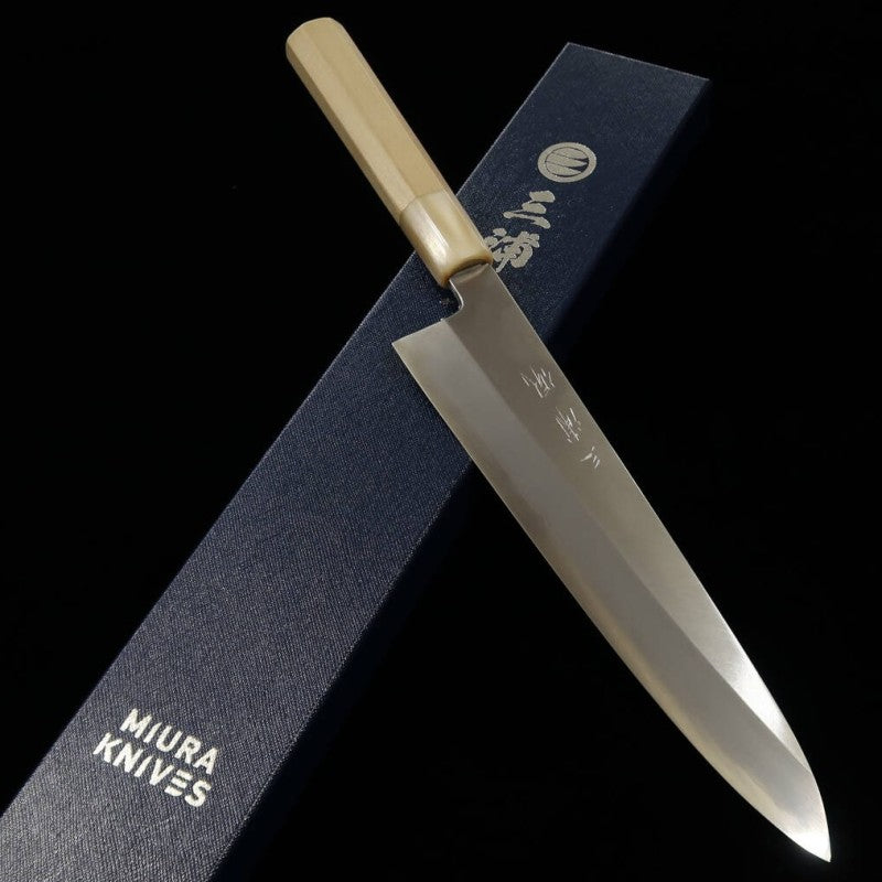 Miura Gyuto Single-edged Obidama Ginsan Kasumi finish (240mm) 