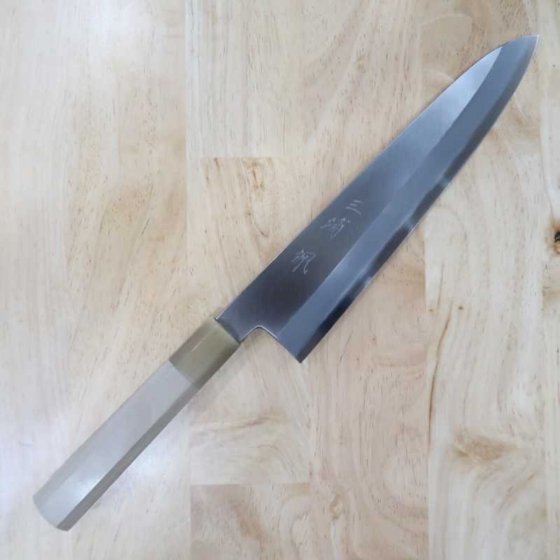 Gyuto filo unilateral MIURA OBIDAMA Nakagawa Satoshi, Ginsan acabado espejo, mango de magnolia (240mm)