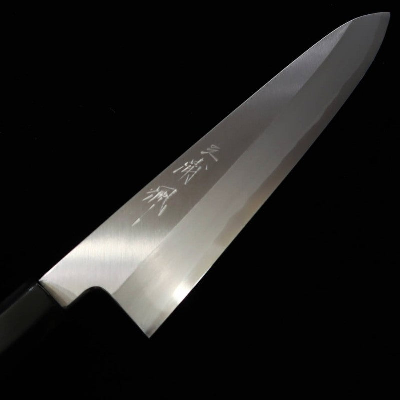 Gyuto Miura Obidama Single-edged Blue steel No. 2, Ebony Silver-wrapped Handle (240mm) 