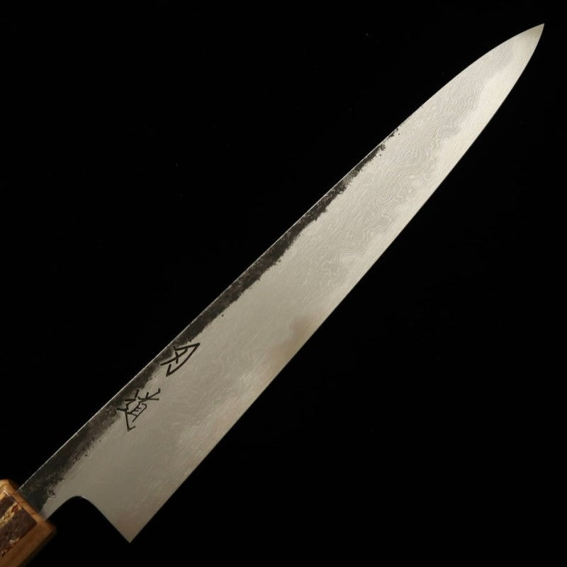 Hado Sujihiki Aogami #1 Kurouchi Damasco cabo de casca de cerejeira com padrão marmorizado (240/270mm)