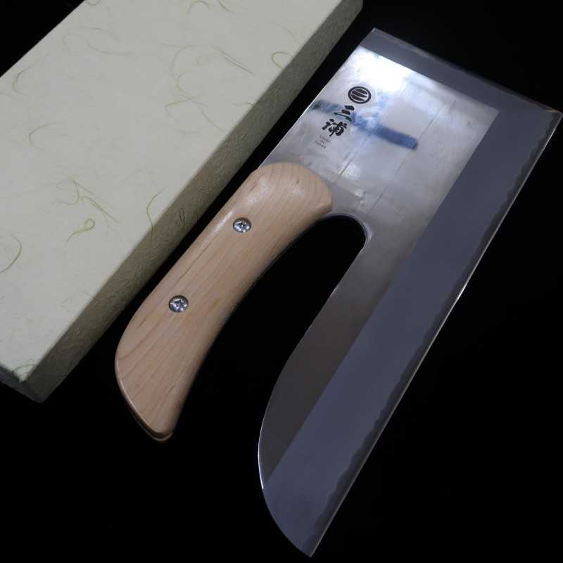 MIURA, soba-kiri, acero Shiro-gami, para diestros, pulido, mango de arce (300 mm)
