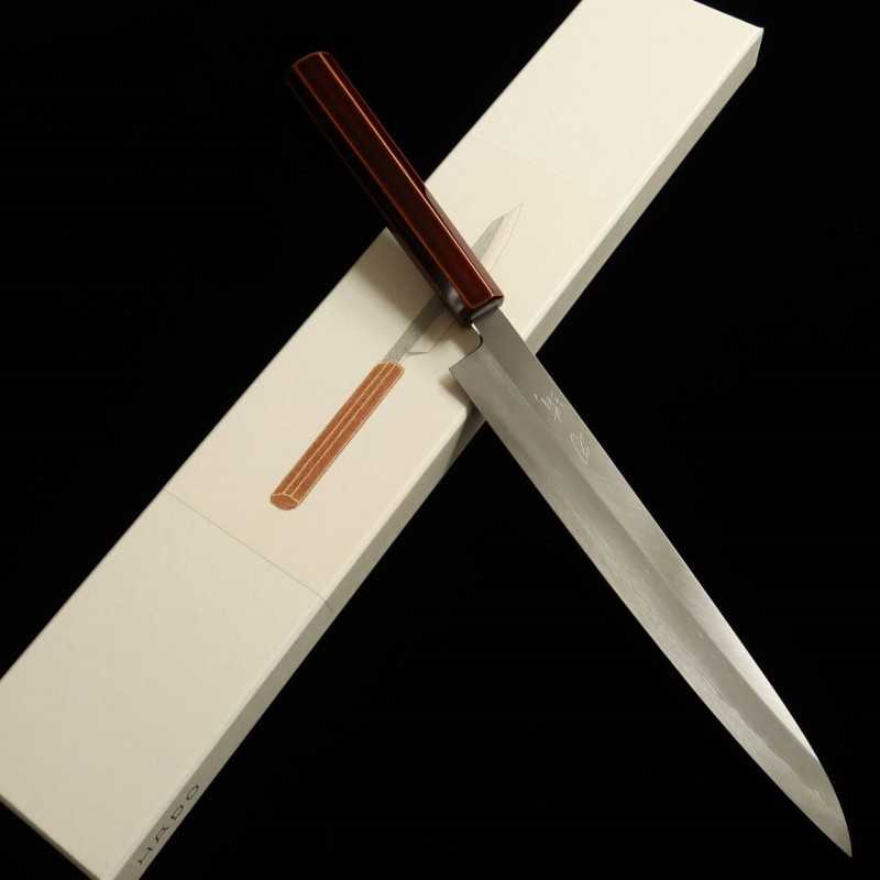 Sujihiki HADO Ginsan mango octogonal de cerezo lacado (240mm)