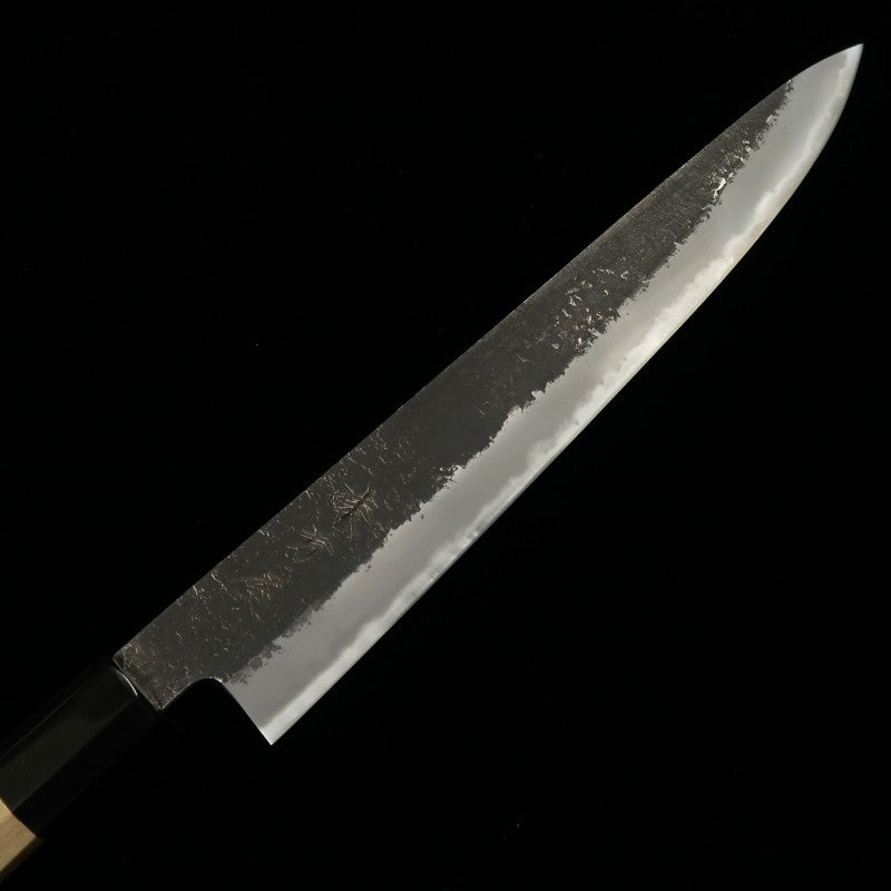 Mikataya Hinoura Acier Blanc n°2, finition kuro-uchi, finition poire, manche octogonal en magnolia, couteau à trancher (240/270 mm)