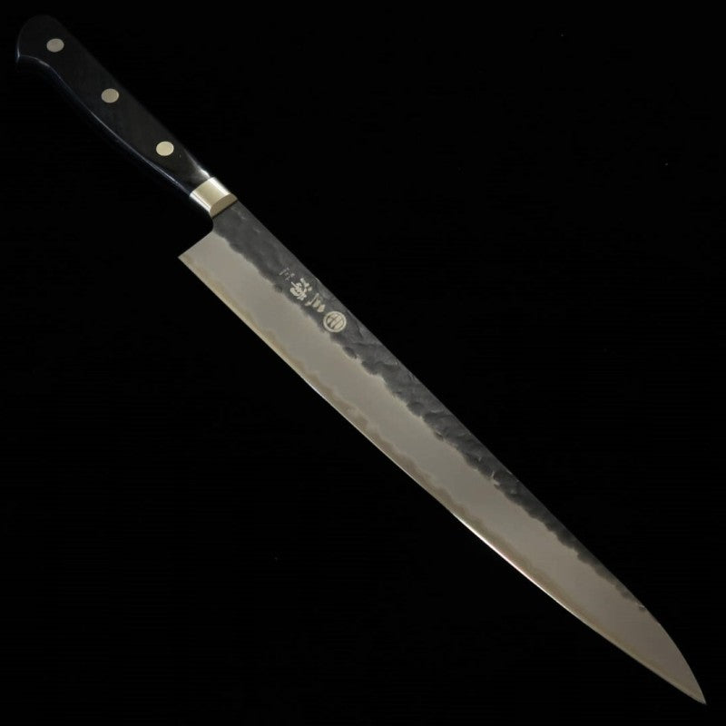 MIURA Sujihiki Aogami Super steel Hammered Black Plywood Handle (240mm) 