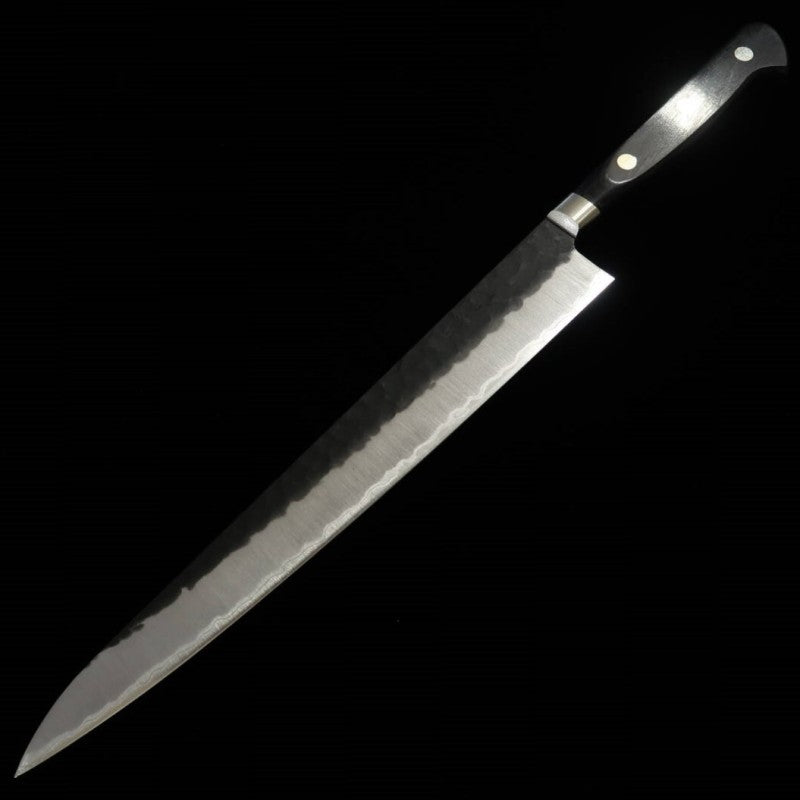MIURA Sujihiki Aogami Super steel Hammered Black Plywood Handle (240mm) 