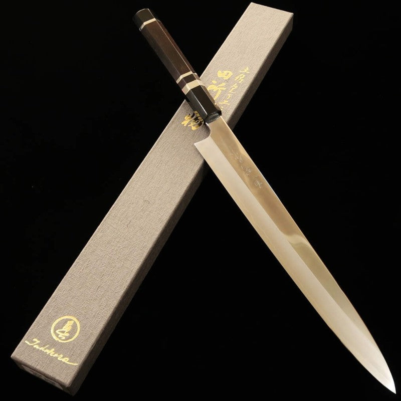 Sujihiki TADOKORO Inox Ginsan acabamento espelhado cabo em ébano (270mm)