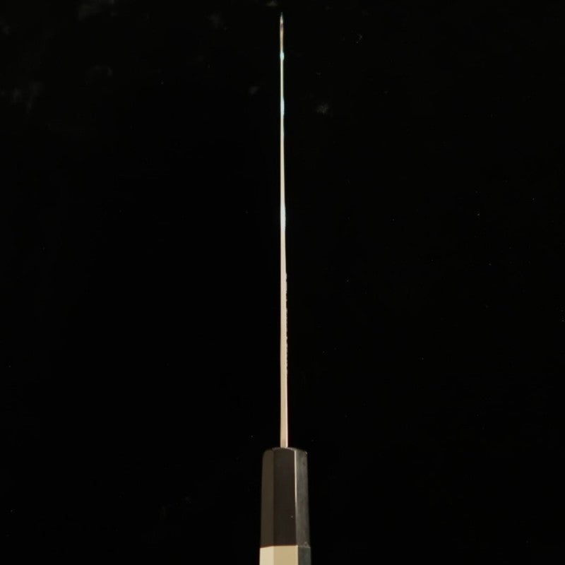 Tadokoro Hamono Makoto, finition miroir, acier Gin-san n°3, Sujihiki, manche ébène avec virole argentée (240mm)