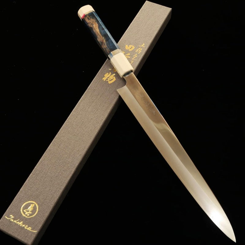 Sujihiki TADOKORO Inox Ginsan acabamento espelhado prateado madeira estabilizada  (270mm)