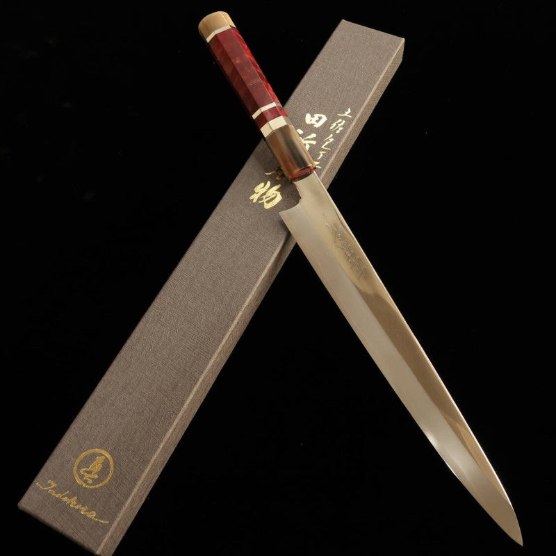 Sujihiki TADOKORO Inox Ginsan acabamento espelhado cabo de madeira estabilizada (240mm) 