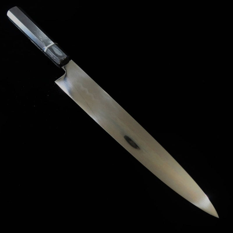 SUISIN Sujihiki Mizu-Honyaki Yoshikazu Ikeda Shirogami No. 1 Ebony wood handle with Magnolia sheath (270mm) 