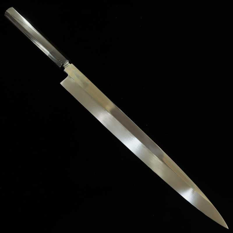 SUISIN Ikeda Miwa White Paper n°2 Mizumoto-yaki Yanagiba, finition miroir, manche octogonal en ébène (330mm)