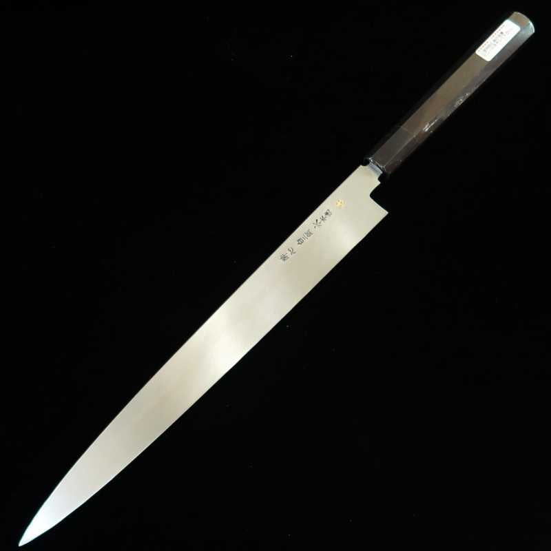 SUISIN Ikeda Miwa White Paper n°2 Mizumoto-yaki Yanagiba, finition miroir, manche octogonal en ébène (330mm)