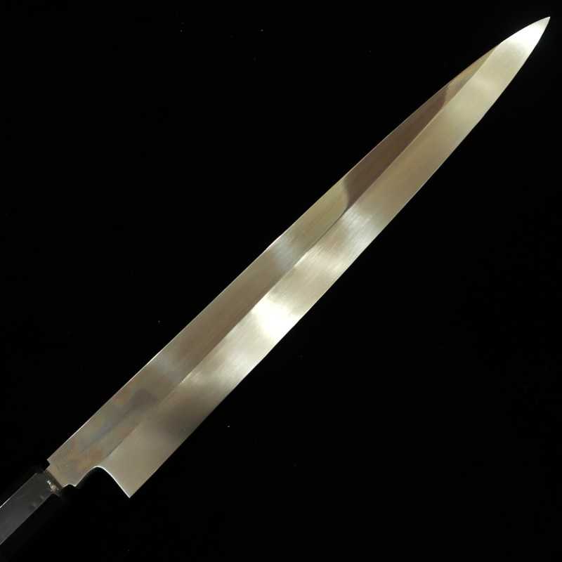 SUISIN Ikeda Miwa White Paper n°2 Mizumoto-yaki Yanagiba, finition miroir, manche octogonal en ébène (330mm)