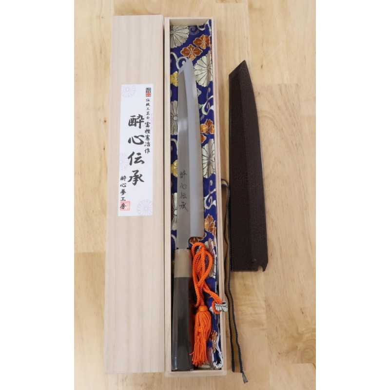 酔心 SUISIN 伝承 剣型柳刃 白紙一号 黒檀柄仕様 (27/30mm)