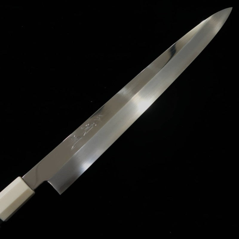 MIURA Obidama, Yanagiba, VG10, Finition miroir, Manche personnalisé turquoise (300mm)