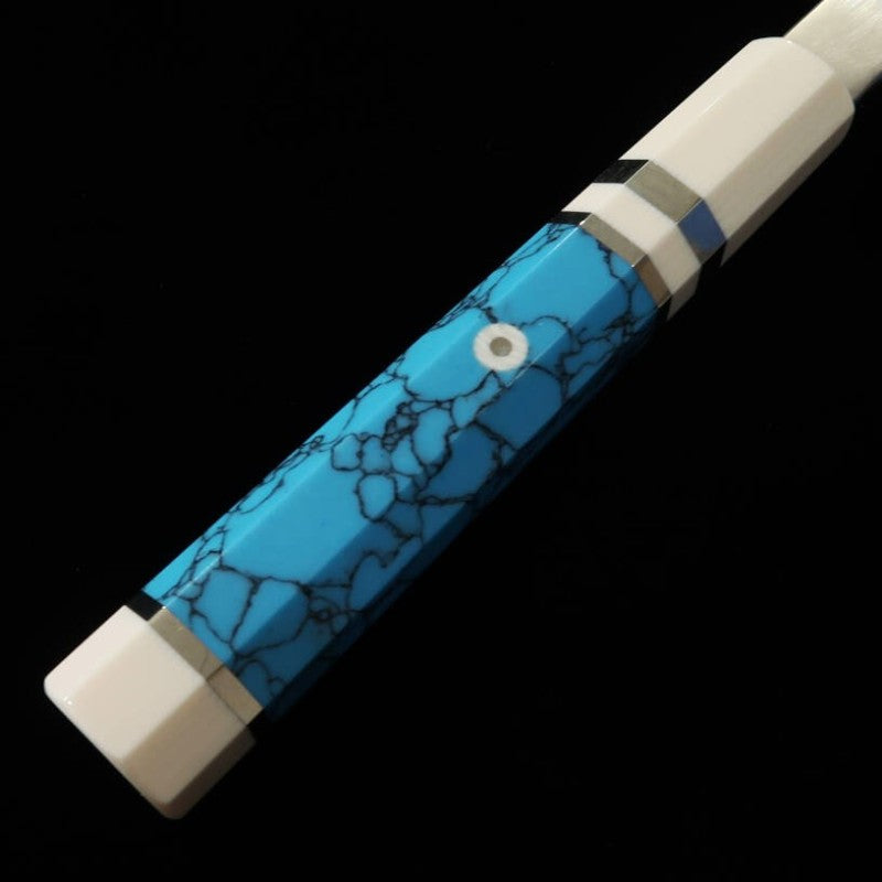 MIURA Obidama, Yanagiba, VG10, Finition miroir, Manche personnalisé turquoise (300mm)