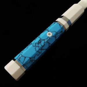 MIURA Obidama, Yanagiba, VG10, Finition miroir, Manche personnalisé turquoise (300mm)
