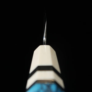 MIURA Obidama, Yanagiba, VG10, Finition miroir, Manche personnalisé turquoise (300mm)