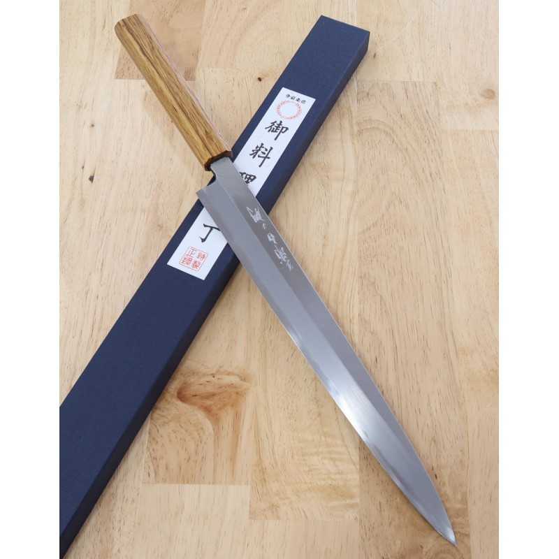 Yanagiba MIURA Premium, White steel No. 2, Oak with Octagonal Lacquered Handle (210-300mm)