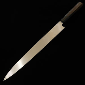 MIURA, Yanagiba, Acier Gin n°3, avec rainure pour l'écoulement du sang, Manche en ébène, Fourreau en magnolia (330 mm)