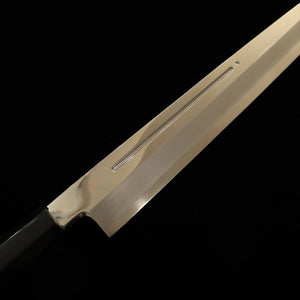 MIURA, Yanagiba, Acier Gin n°3, avec rainure pour l'écoulement du sang, Manche en ébène, Fourreau en magnolia (330 mm)