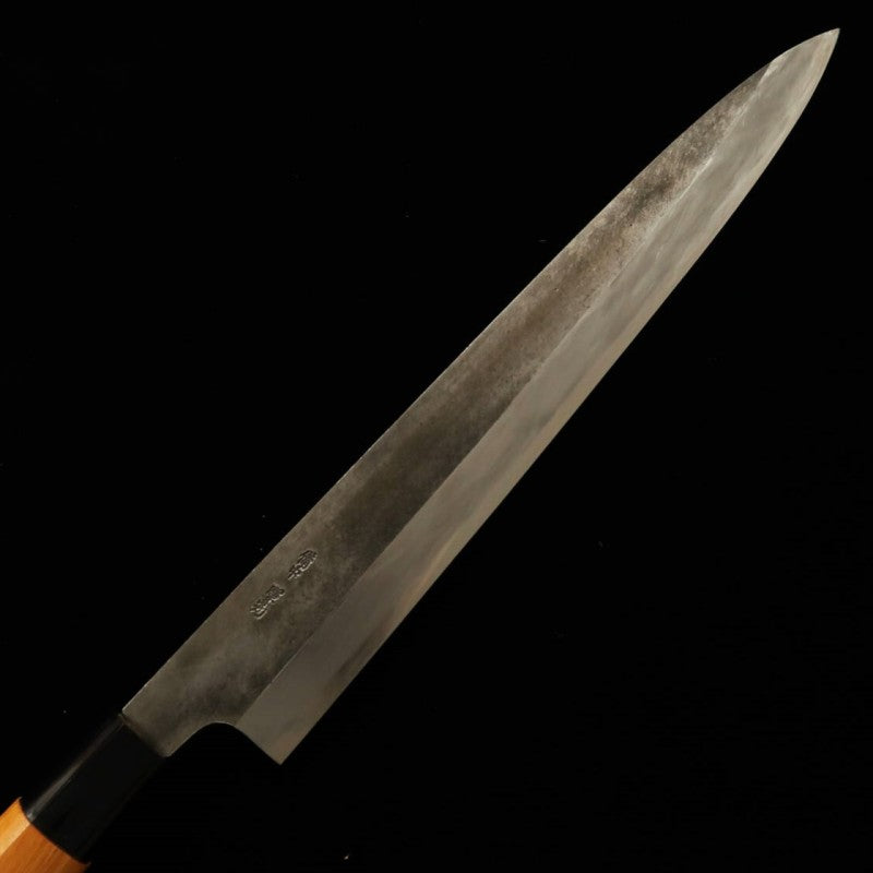 Miwa Yanagiba acier blanc n°1, finition noire, manche en orme (270 mm)