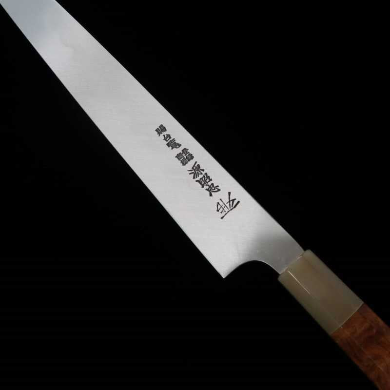  Yanagiba MIZUNO Tanrenjo Honyaki DX Aogami 2 com cabo Karin e bainha de magnólia (300mm)