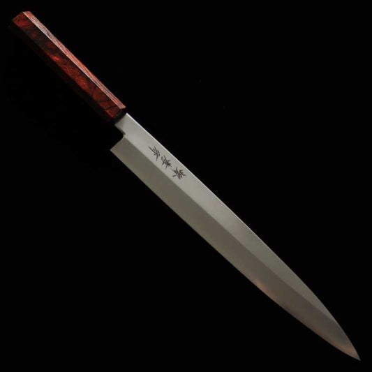 SAKAI TAKAYUKI Acier au molybdène Nanairo, manche écaille de vin, Yanagiba (270/300 mm)