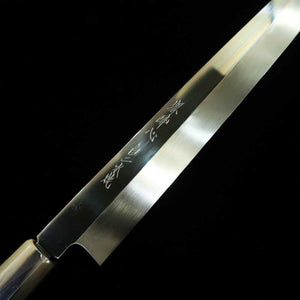 Yanagiba SUISIN obra de Ikeda Yoshikazu, shirogami no.2, acabado de espejo, mango de ébano y funda de magnolia (330mm)