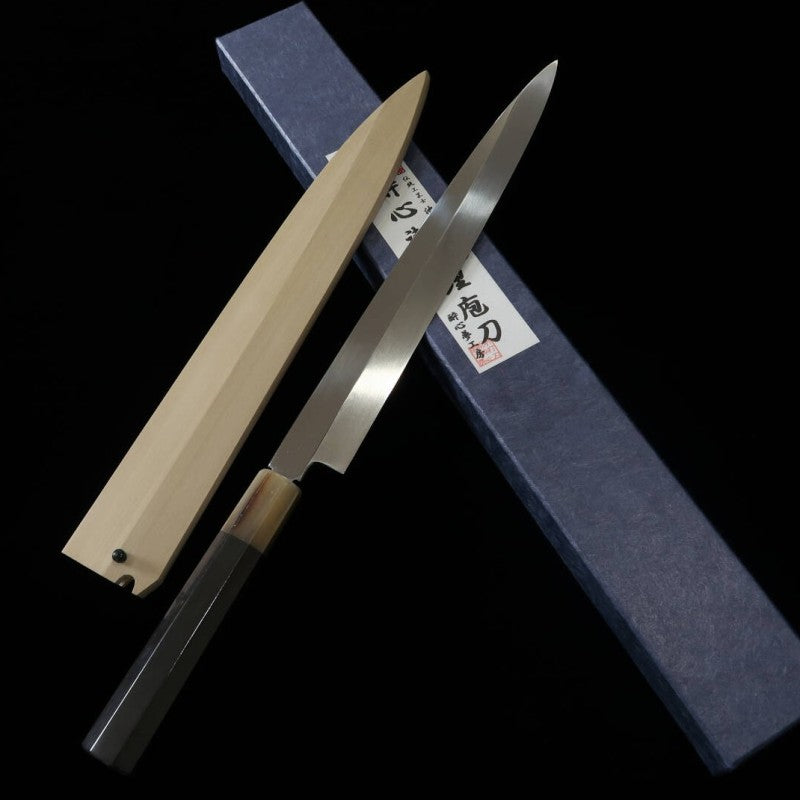 SUISIN Yanagiba Honyaki Yoshikazu Ikeda Aogami No. 2 Ebony wood Handle with Magnolia Sheath (270mm)