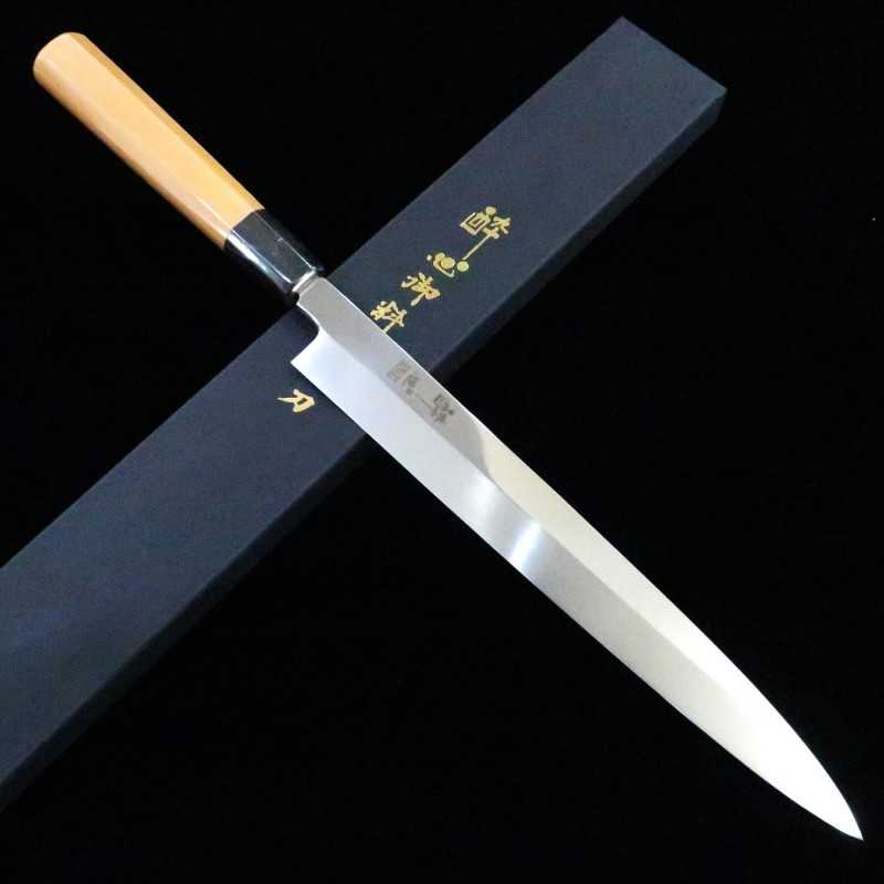 酔心SUISIN INOX Faca japonesa Yanagiba Honyaki cabo octogonal de madeira (240-300mm)