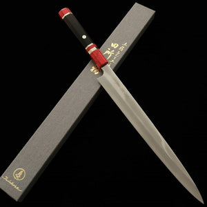 TADOKORO HAMONO, Yanagiba,Gin-san, Makoto Sakumon, Finition miroir, Manche en ébène (300 mm)