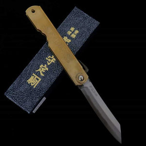Nagao Kanekoma Seisakusho HIGONOKAMI 【Série dos Quatro Deuses】 Higonokami Aço Azul Composto Cabo de Latão Suzaku (72/90mm)