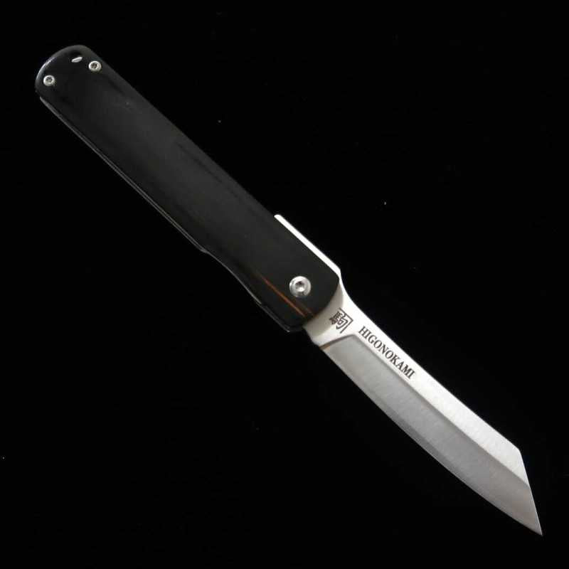 HIGONOKAMI da Fábrica Kanekoma Nagao 【Série Woody】Higonokami trava liner VG10 laminado cabo preto (70mm)