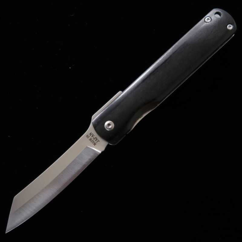 HIGONOKAMI da Fábrica Kanekoma Nagao 【Série Woody】Higonokami trava liner VG10 laminado cabo preto (70mm)