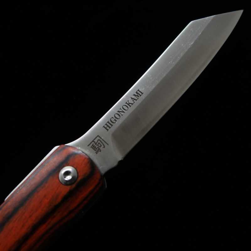 Nagao Kanekoma HIGONOKAMI 【série Woody】Higonokami liner lock VG10 sandwich, manche en acajou (70 mm)
