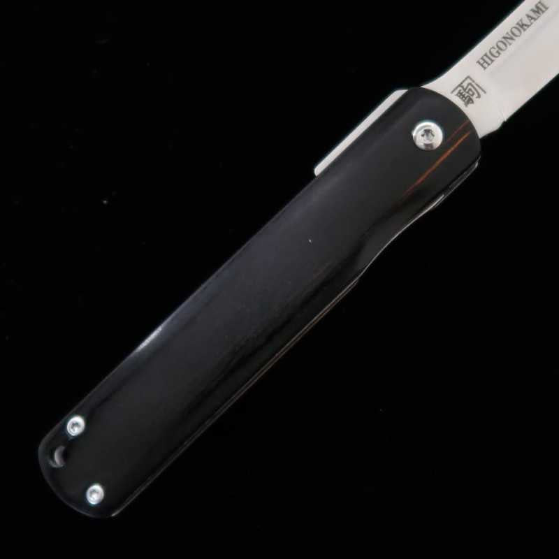 HIGONOKAMI da Fábrica Kanekoma Nagao 【Série Woody】Higonokami trava liner VG10 laminado cabo preto (70mm)