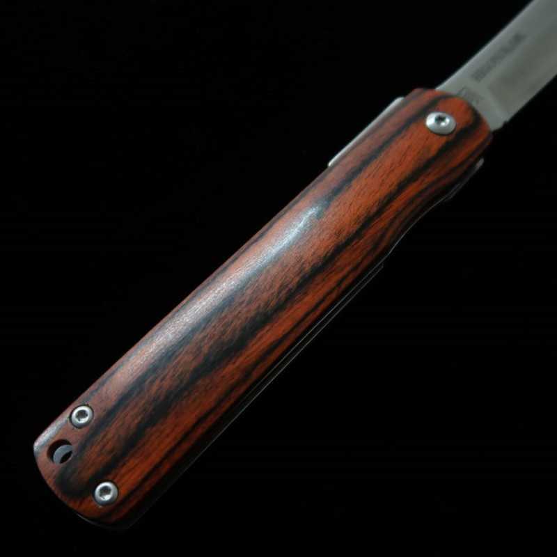 Nagao Kanekoma HIGONOKAMI 【série Woody】Higonokami liner lock VG10 sandwich, manche en acajou (70 mm)