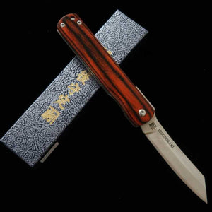 Nagao Kanekoma HIGONOKAMI 【série Woody】Higonokami liner lock VG10 sandwich, manche en acajou (70 mm)