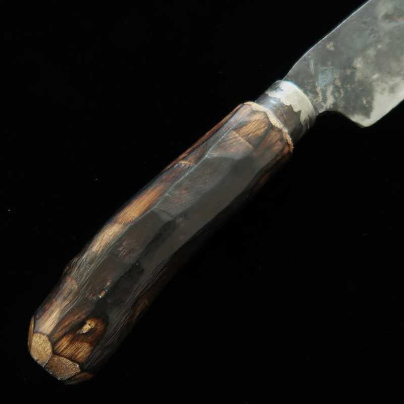 Kaniman Forge Cuchillo Shima (doble bisel fino) Shirogami #2 Mango quemado de madera negra (200 mm)
