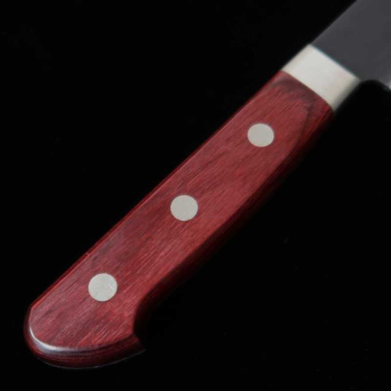 三浦 MIURA 青紙スーパー 三徳 黒打ち梨地 赤合板 (180mm)