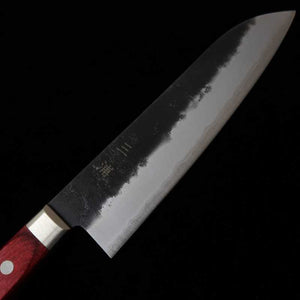 三浦 MIURA 青紙スーパー 三徳 黒打ち梨地 赤合板 (180mm)