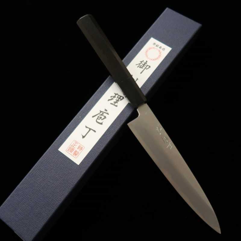 Petty MIURA Itadaki Top Sakai Yoshikazu Shirogami No. 2 Shinogi Finish Ebony Octagonal Handle (150mm)