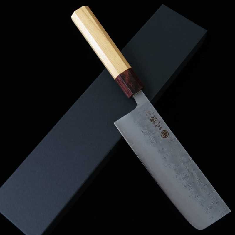 Miura Acier inoxydable SLD Finition nashiji Couteau à légumes Manche en bois de zelkova octogonal (165 mm)