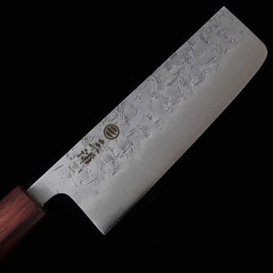 MIURA Acier inoxydable SLD finition satinée, couteau Nakiri, manche octogonal en chêne pourpre (165 mm)