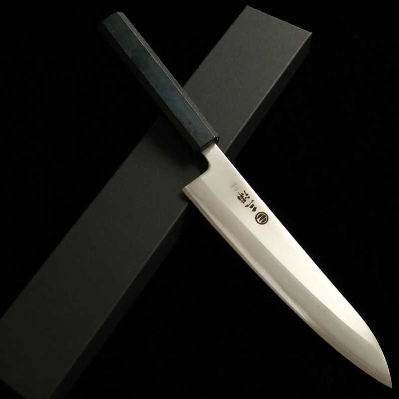 MIURA Miura Shirogami #1 laminado con acero inoxidable Gyuto mango índigo (180/210 mm)